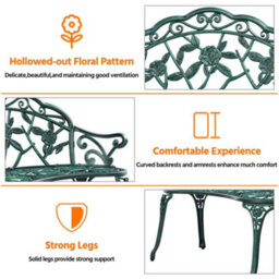 Yaheetech Green Outdoor Metal Garden Bench With Adjustable Foot Pads - thumbnail 4