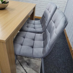 Kosy Koala Oak Effect Dining Table Set With 2 Grey Velvet Chairs And 1 Bench Dining Room Furniture - thumbnail 9