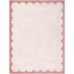 Livabliss Fossay Shaggy-Washable Ivory Pink Modern High Pile Living Bedroom Rug 160 X 213 Cm Easy Care, Non Shedding - thumbnail 2