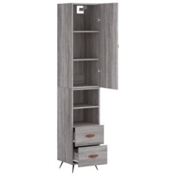 Berkfield Highboard Grey Sonoma 34.5X34X180 Cm Engineered Wood - thumbnail 4