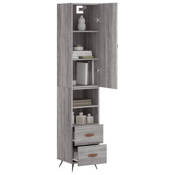 Berkfield Highboard Grey Sonoma 34.5X34X180 Cm Engineered Wood - thumbnail 3