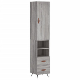 Berkfield Highboard Grey Sonoma 34.5X34X180 Cm Engineered Wood - thumbnail 2