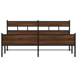 Berkfield Metal Bed Frame Without Mattress Brown Oak 183X213 Cm - thumbnail 4