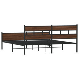Berkfield Metal Bed Frame Without Mattress Brown Oak 183X213 Cm - thumbnail 6
