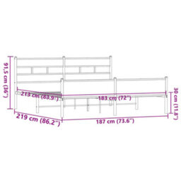 Berkfield Metal Bed Frame Without Mattress Brown Oak 183X213 Cm - thumbnail 9