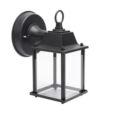 Thehotsale E27 Glass Square Lantern Shade Outdoor Waterproof Metal Wall Light With Black Circular Base - image 1