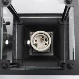 Thehotsale E27 Glass Square Lantern Shade Outdoor Waterproof Metal Wall Light With Black Circular Base - thumbnail 5