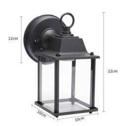 Thehotsale E27 Glass Square Lantern Shade Outdoor Waterproof Metal Wall Light With Black Circular Base - thumbnail 8