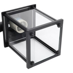 Thehotsale E27 Glass Square Lantern Shade Outdoor Waterproof Metal Wall Light With Black Circular Base - thumbnail 6