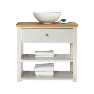 Homestylestore 840mm Antique White Bathroom Vanity Unit With Round Countertop Basin - image 1