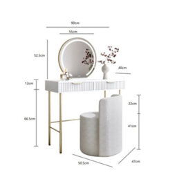 CARME Home Maya White Dressing Table With Maisie Led Mirror & Lottie Bouclé Stool - thumbnail 8