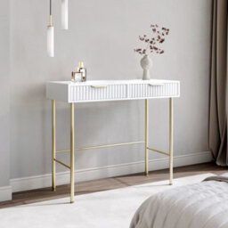 CARME Home Maya White Dressing Table With Maisie Led Mirror & Lottie Bouclé Stool - thumbnail 3