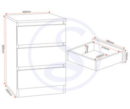Seconique Malvern Trio Bedroom Set Wardrobe Chest Of Drawers Bedside Grey Finish - thumbnail 8