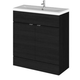 Hudson Reed Fusion Floor Standing 2 Door Vanity Unit & Ceramic Basin, Sink Vanity Unit, Charcoal Black, 800mm - thumbnail 2