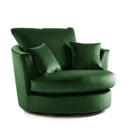 Furnishings For Less UK Brooklyn Plush Velvet Fabric Swivel Chair 360 Rotation Foam Green