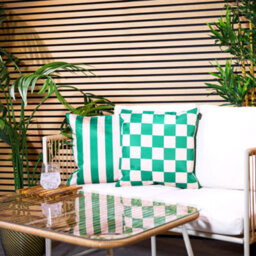 icon Indoor And Outdoor Checkerboard Waterproof Filled Cushion Green 4X - thumbnail 4