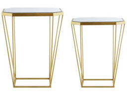 Beliani Glam Side Tables Set Of 2 - Gold Base, Mirrored Glass Tops, Octagonal - thumbnail 3