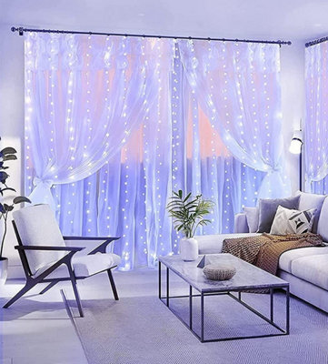 300 Cool White Led Curtain String Lights - image 1