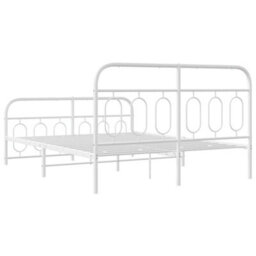 Berkfield Metal Bed Frame Without Mattress With Footboard White 140X200Cm - thumbnail 6