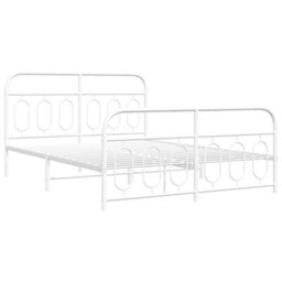 Berkfield Metal Bed Frame Without Mattress With Footboard White 140X200Cm - thumbnail 3