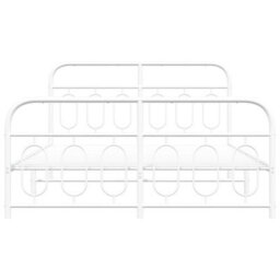 Berkfield Metal Bed Frame Without Mattress With Footboard White 140X200Cm - thumbnail 4
