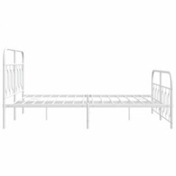 Berkfield Metal Bed Frame Without Mattress With Footboard White 140X200Cm - thumbnail 5