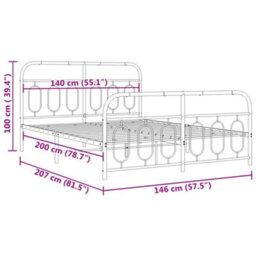 Berkfield Metal Bed Frame Without Mattress With Footboard White 140X200Cm - thumbnail 8