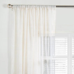 "OHS Linen Look Voile Curtains 2 Panels Net Rod Slot Top Pair 55X87"", Natural" - thumbnail 2