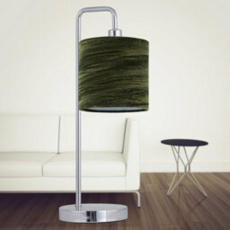 First Choice Lighting Chrome Arched Table Lamp With Green Crushed Velvet Shade - thumbnail 4