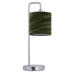 First Choice Lighting Chrome Arched Table Lamp With Green Crushed Velvet Shade