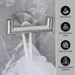 2 Pack Wall-Mounted Towel Hooks, 2-Piece Bathroom Towel Rack, Coat Rack, Screw, In Wall Hook, Stainless Steel Towel Hook - thumbnail 2