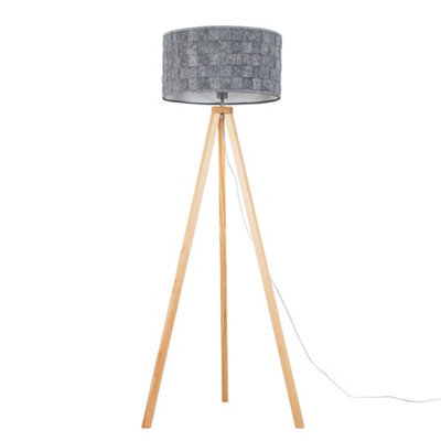 Valuelights Barbro Natural Tripod Floor Lamp With Felt Weave Shade - image 1