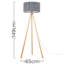 Valuelights Barbro Natural Tripod Floor Lamp With Felt Weave Shade - thumbnail 3