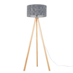 Valuelights Barbro Natural Tripod Floor Lamp With Felt Weave Shade