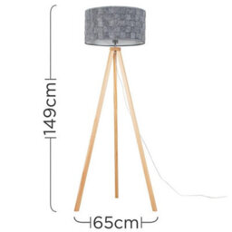 Valuelights Barbro Natural Tripod Floor Lamp With Felt Weave Shade - thumbnail 8