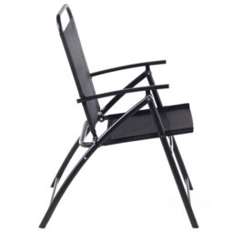 Wyld And Coco Black Steel 5-Piece Folding Dining Set, Square Tempered Glass Table With 4 Chairs - thumbnail 7