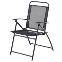 Wyld And Coco Black Steel 5-Piece Folding Dining Set, Square Tempered Glass Table With 4 Chairs - thumbnail 5