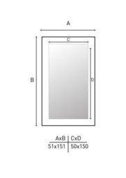 Nielsen Armfield Metal Rectangle Wall Mirror Large, Matt Silver, 50 X 150Cm - thumbnail 6