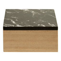 Orsina  Black Marble Effect Trinket Box,wooden Trinket Box With Natural Base,square Shaped Jewelry Box With Lid - thumbnail 4