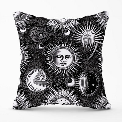 Warren Reed Designer Moon And Sun Black White Outdoor Cushion 45Cm X 45Cm - image 1