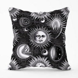 Warren Reed Designer Moon And Sun Black White Outdoor Cushion 45Cm X 45Cm - thumbnail 1