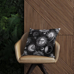Warren Reed Designer Moon And Sun Black White Outdoor Cushion 45Cm X 45Cm - thumbnail 2
