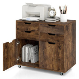 4 Drawer Dresser Chest Mobile Storage Cabinet W/universal Wheels - thumbnail 1