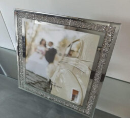 Deenz Crushed Jewel Crystals Photo Frame Silver Mirrored Crystal Diamante Picture Frame (10X12 Inch) - thumbnail 2
