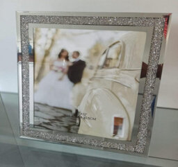 Deenz Crushed Jewel Crystals Photo Frame Silver Mirrored Crystal Diamante Picture Frame (10X12 Inch) - thumbnail 3