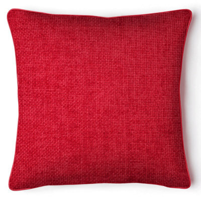 Intimates Textured Chenille Square Cushion, Zip Closure, Machine Washable, - Elegant And Durable Home Decor Sofa Cushion - Red