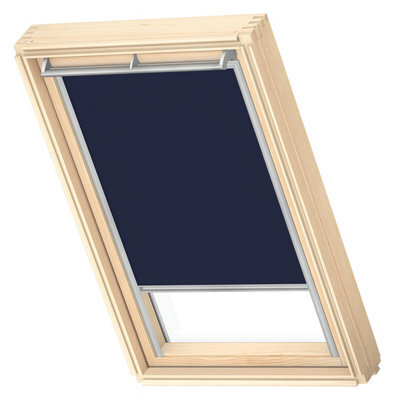 Velux Original (Dkl) Dark Blue Blackout Roller Blind For Velux Roof Window S06 With Silver Side Rails - image 1