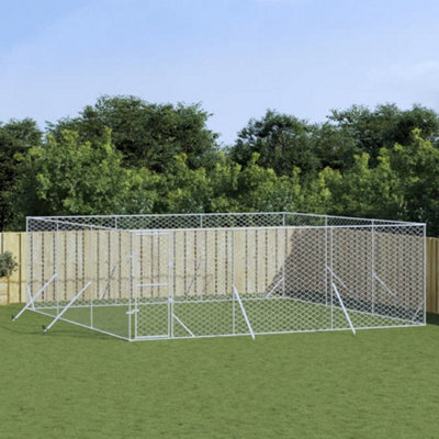 Walplus Outdoor Dog Kennel Silver 6X6X2 M Galvanised Steel - image 1