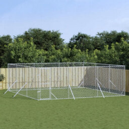 Walplus Outdoor Dog Kennel Silver 6X6X2 M Galvanised Steel - thumbnail 1