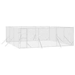 Walplus Outdoor Dog Kennel Silver 6X6X2 M Galvanised Steel - thumbnail 3